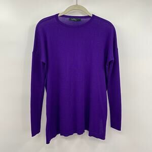 Lauren Ralph Lauren Sweater Silk Blend Bright Purple Pullover Womens XS